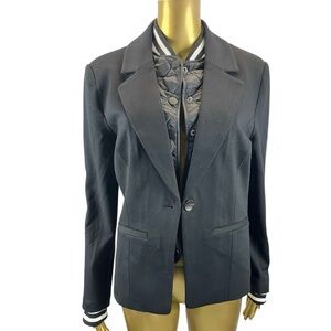 Evereve Dawson Varsity Black Blazer Detachable Quilted Dickey NWOT Sz S